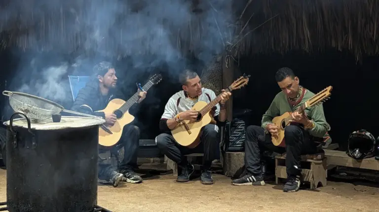 gathering before 3 day ayahuasca ceremony in medellin colombia with musicians